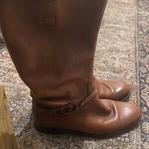 Gucci Brown Leather Equestrian Logo Boots